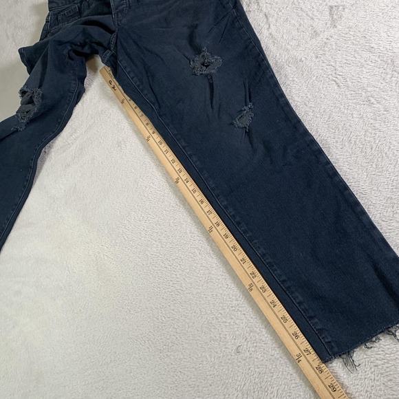 Old Navy Jeans Womens 2 Dark Wash High Rise Curvy OG Straight Distressed Raw Hem - Picture 7 of 14